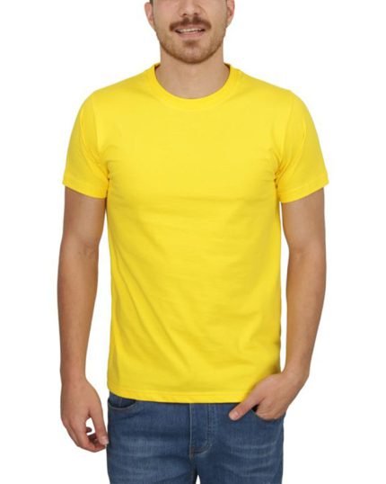 تیشرت ساده پنبه ای مردانه زرد