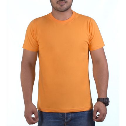 تیشرت ساده پنبه ای مردانه نارنجی روشن