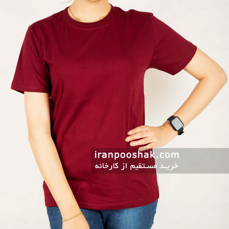 تیشرت ساده دخترانه زرشکی